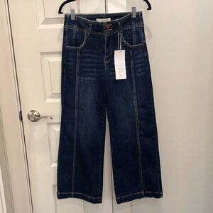 Risen High Rise Crop Front Seam Detail Denim